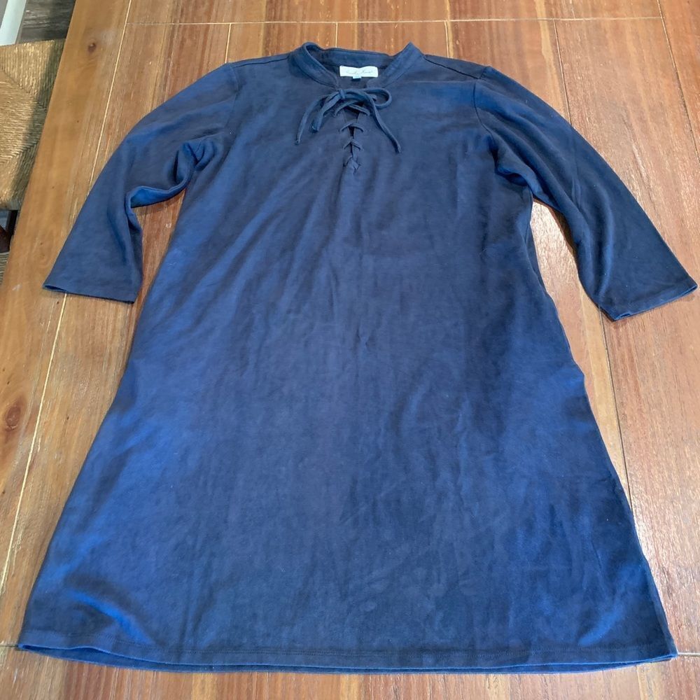 Another Love Blue Lace Up Suede Feel Tunic Dress Small